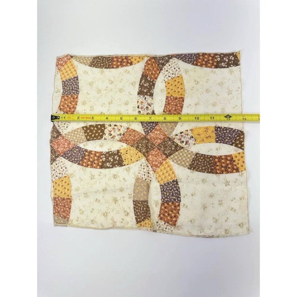 Vintage Handmade Cloth Napkins Set Of 3 Patchwork Quilt Print Double Wedding Rin